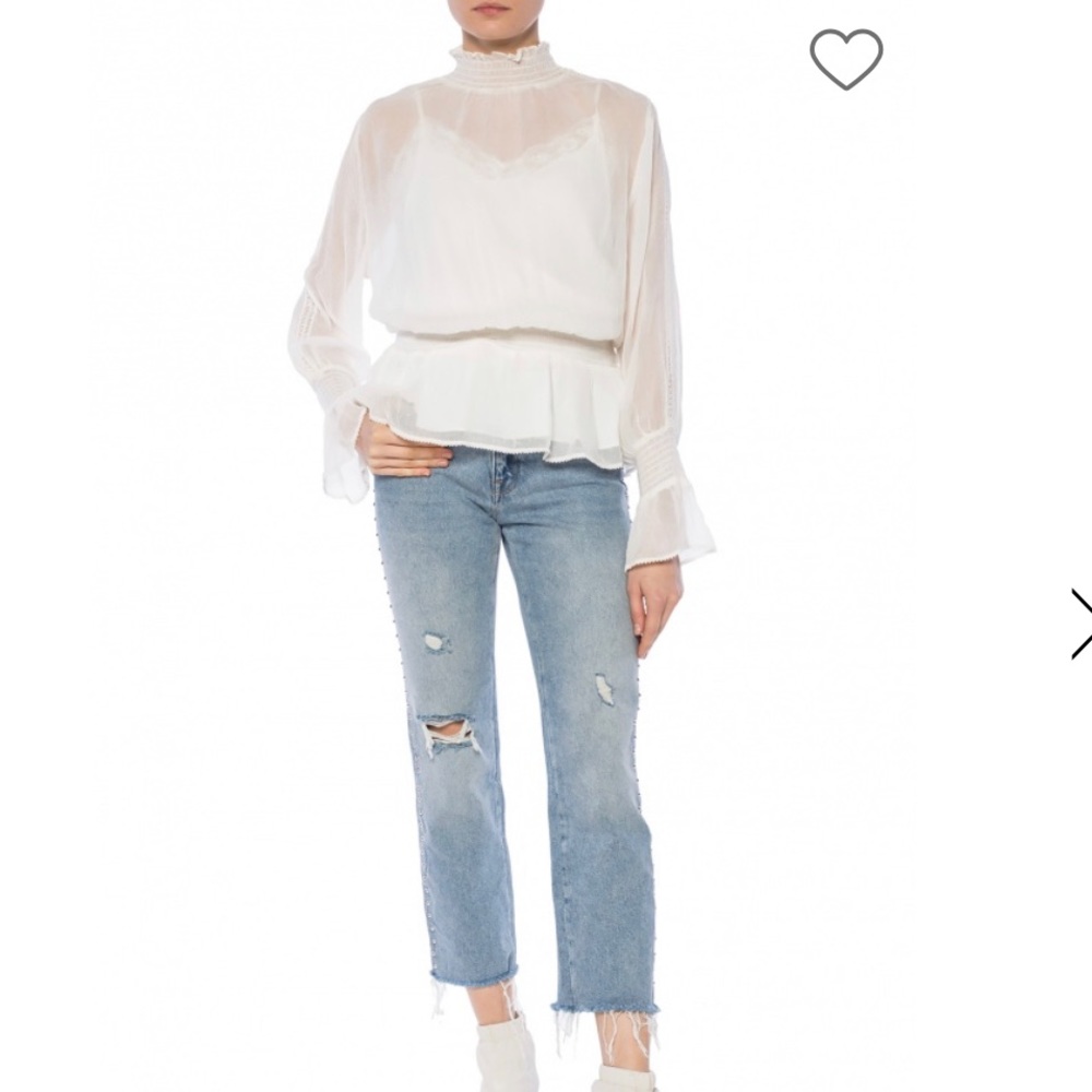 NWT AllSaints Clarette Top in Oyster XS (original lace tank included)